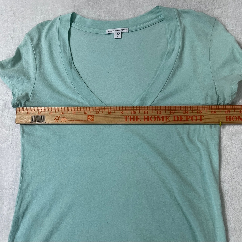 James Perse Light Green V-Neck Short Sleeve Tee Size 1 (Small) - Picture 4 of 5
